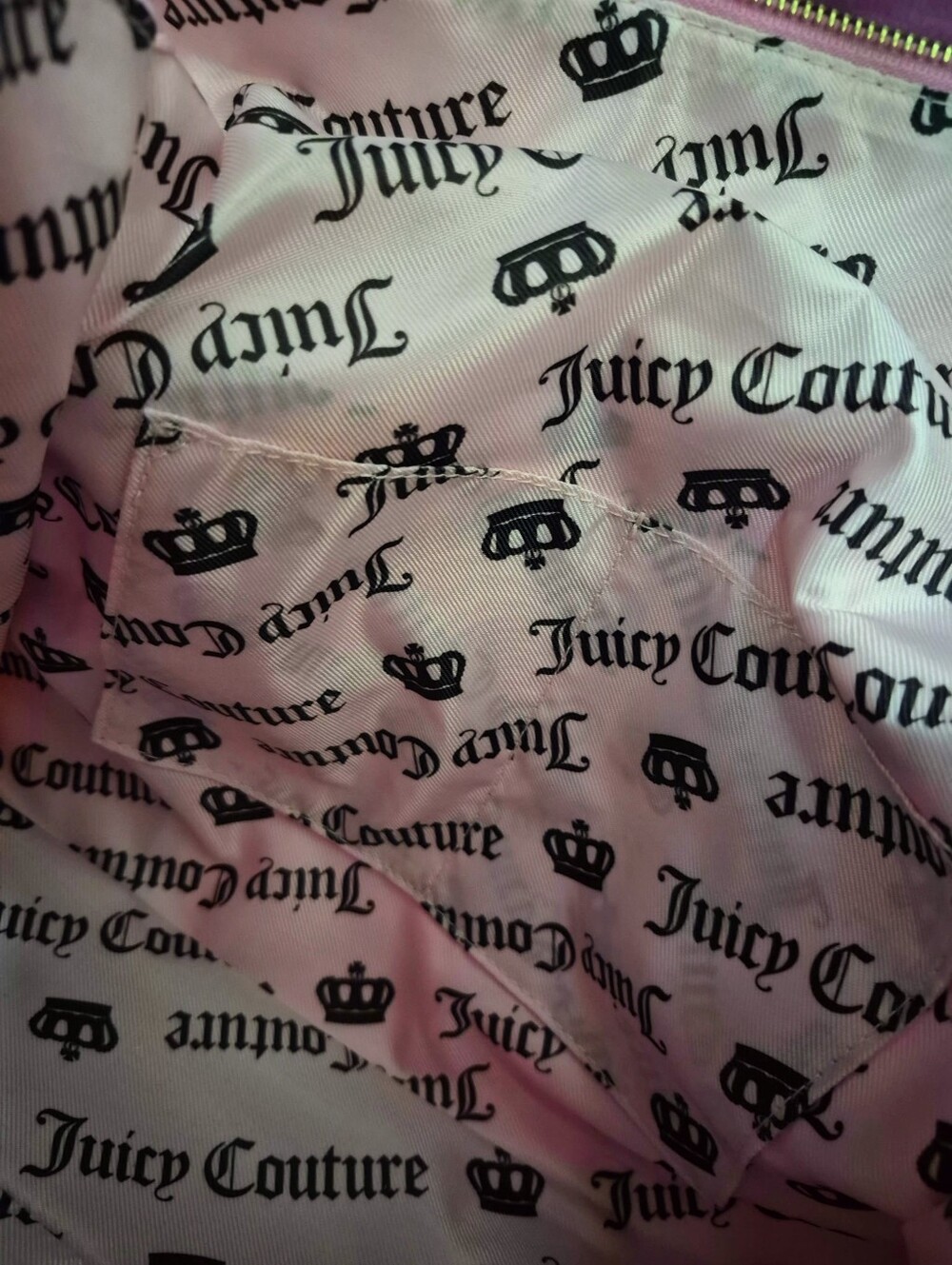 💘*Juicy Angel* Embroidered, Pink Sequins Velour Tote💕 - Picture 9 of 14